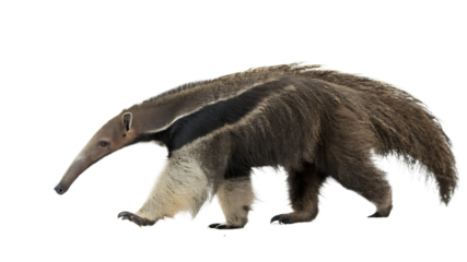 Majestic Giant Anteater Walking Isolated on Black Background a Unique Wildlife Image Showcasing Its Distinctive Features and Strong Legs in Natural Habitat Illustration
