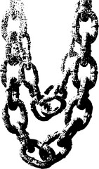 Fototapeta premium Grunge black and white chain illustration for dungeon and urban art design