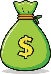 Iconic vector illustration of a money bag, representing currency and financial assets.