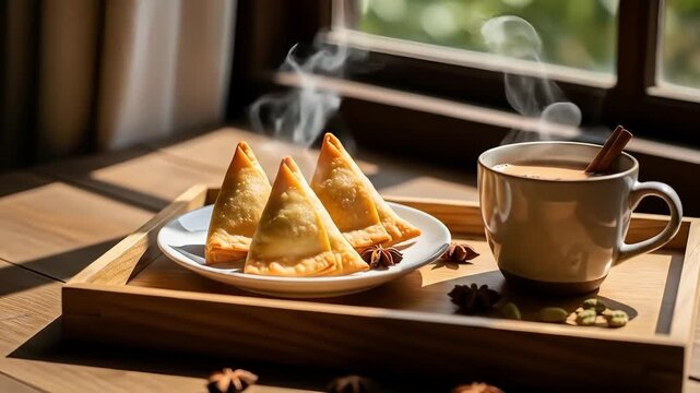 world samosa day delicious chai tea samosas cozy afternoon