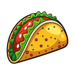 Delicious Taco Vector Illustration with Colorful Fresh Ingredients, Mexican Street Food Design, Hand-Drawn Style for Culinary and Menu Projects