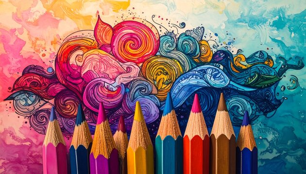 Colorful abstract art with pencils