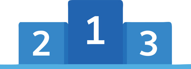 A blue pedestal displays the number one prominently on its surface.