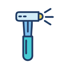 Dental curing light icon on black background in cartoonish style