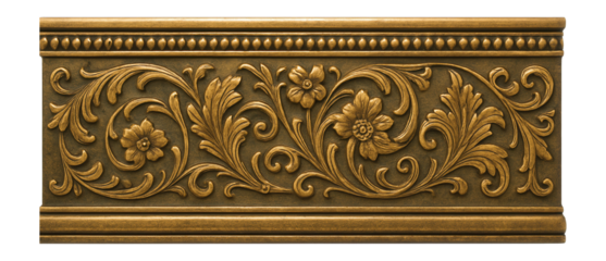Decorative brass border with intricate engravings and aged patina