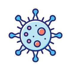 Stylized virus cell illustration on black backdrop