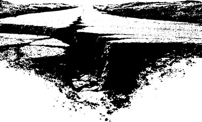 Naklejka premium Grunge black and white illustration of cracked ground texture for urban design