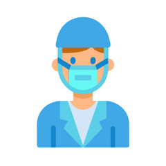 Medical professional in scrubs and mask illustration icon