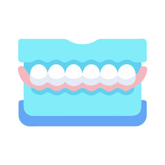 False teeth, dentures, dental prosthesis, flat vector graphic