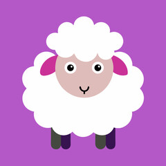 Fototapeta premium Cute Icon of Sheep with Fluffy Wool