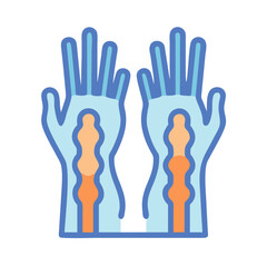 Graphic illustration of two hands skeletal structure on black