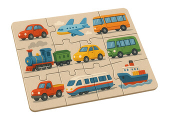 Cardboard puzzle with transportation theme
