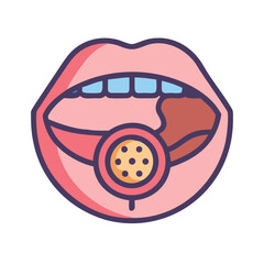 Illustration of Open Mouth with Medical Device for Snoring