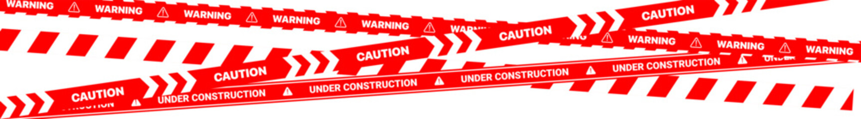 Under Construction Frame Banner PNG with Warning Tape Red White Editable Background Seamless Caution Web Layout vector illustration