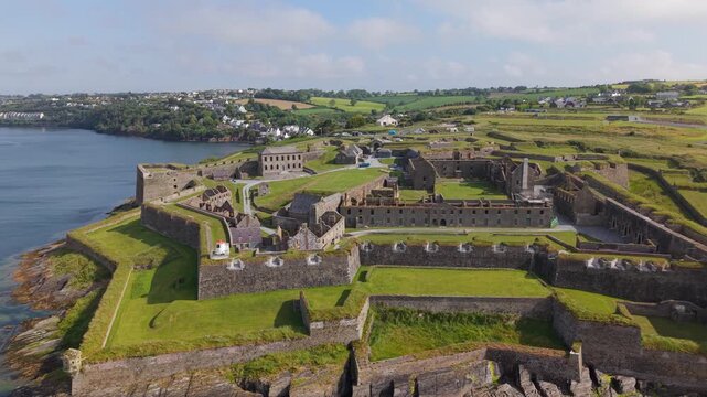 Aerial view of star-shaped Charles Fort by Kinsale harbour in County Cork