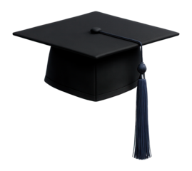 Graduation cap with indigo tassel and flat design