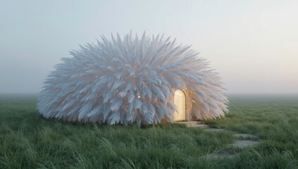 white fluffy little house in the garden
