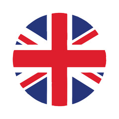 Obraz premium United Kingdom Flag Icon British Union Jack England National Symbol UK Emblem Circle Design
