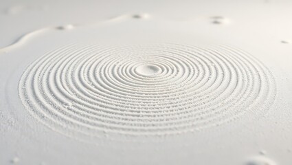 Obraz premium Close up shot of concentric circles in white powder creating a zen garden aesthetic design element