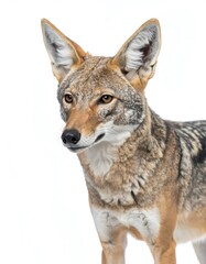 Fototapeta premium Coyote portrait against white