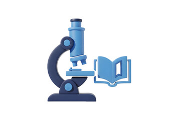 Fototapeta premium Explore scientific horizons with a microscope and a book, unlock knowledge and discovery with research