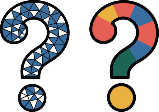 Question mark graphic with geometric patterns for web design use