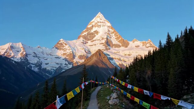 Under the snow-capped mountains, there are natural scenery on the Jingban path, Meili Snow-capped Mountains, Rizhao Jinshan Mountains