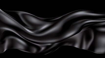 Fototapeta premium Smooth black abstract fabric flows gracefully in elegant waves creating a luxurious rippled texture Subtle highlights