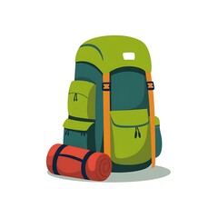 Backpack and Rolled Sleeping Bag for Outdoor Adventures