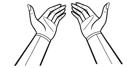 Two outstretched open hands reaching for something, symbolizing giving, receiving, or connection in a minimalist style.