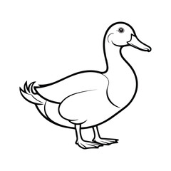 Duck coloring book page vector art illustration line art 