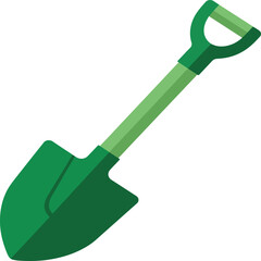 Flat Green Garden Shovel Vector Illustration