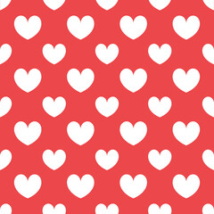 Red and white heart seamless creative minimalist pattern background