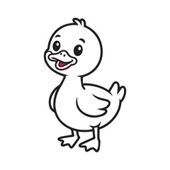 Duck coloring book page vector art illustration line art 