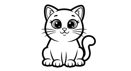 Obraz premium Charming black and white cartoon cat illustration with endearing eyes perfect for children's