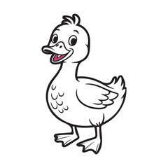 Duck coloring book page vector art illustration line art 
