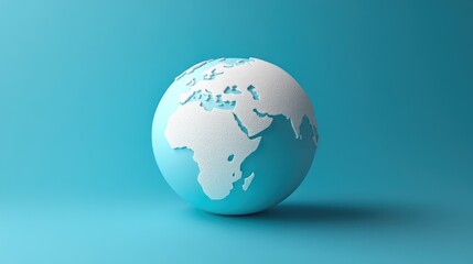 Obraz premium 3D Model of Earth on a Light Blue Background