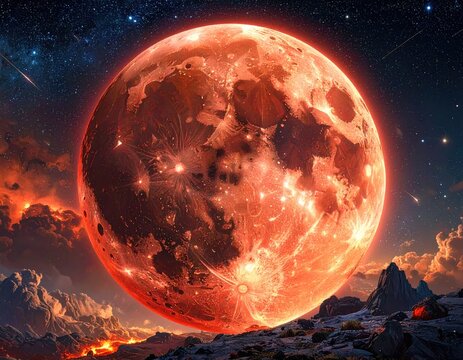 Red Moon – Close-up - Powered by Adobe