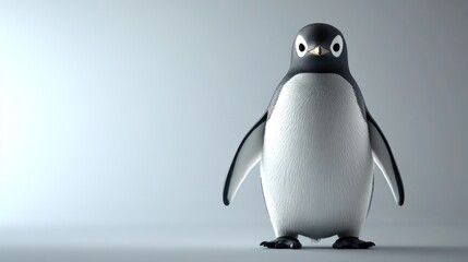 Cute cartoon penguin against plain background