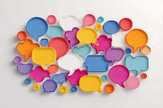 Vibrant collection of colorful speech bubbles conveying communication, ideas, and engagement, perfect for modern business and creative projects.