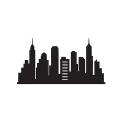 Obraz premium Modern City Skyline Solid Black Silhouette Vector