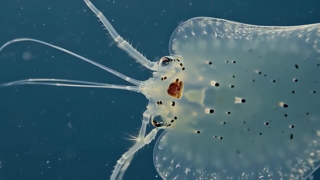 Translucent marine creature in deep ocean