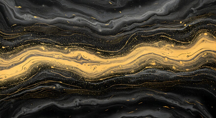 black marble with flowing gold vein, dramatic high-contrast design, luxurious natural stone texture ideal for premium backgrounds, interiors, and sophisticated graphic projects

