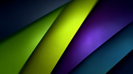Abstract background with overlapping curved layers of green, yellow, purple, and blue, creating a modern and vibrant design