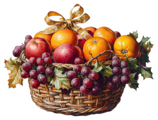 PNG Christmas Fruit Basket basket orange grapes.
