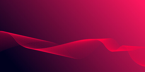 Abstract glowing wave lines on gradient pink background. Dynamic wave pattern. Modern flowing wavy lines. Futuristic technology concept. Suit for banner, poster, cover, brochure, flyer, website