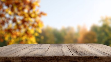 Weathered wooden table embraces autumnal symphony, perfect for Oktoberfest feasts or capturing the essence of Samhain gatherings