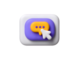 Chat bubble with cursor isolated on transparent background, representing communication