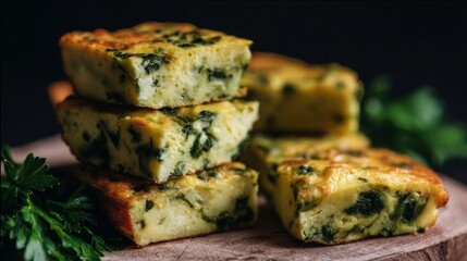Golden spinach frittata squares exude rustic autumn warmth, ideal for Harvest Moon celebrations or traditional Mediterranean feasts
