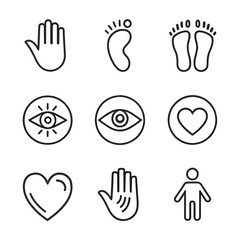 Fototapeta premium A set of linear icons representing human body parts.